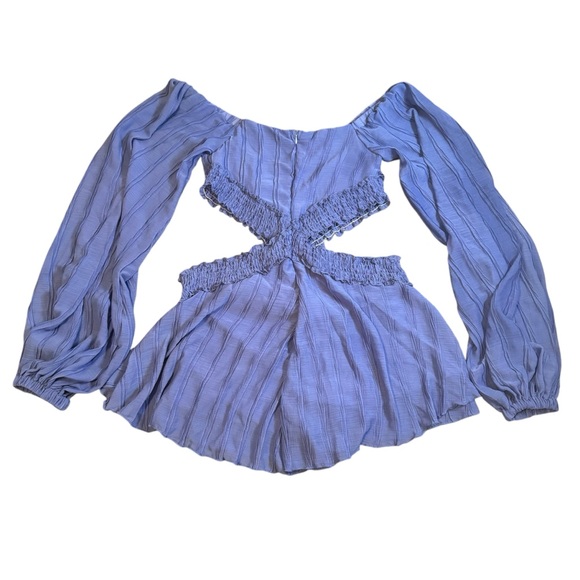 Pretty Little Things Cut Out Romper Size 10 Blue Line Elastic Waistband Boho - Picture 2 of 8